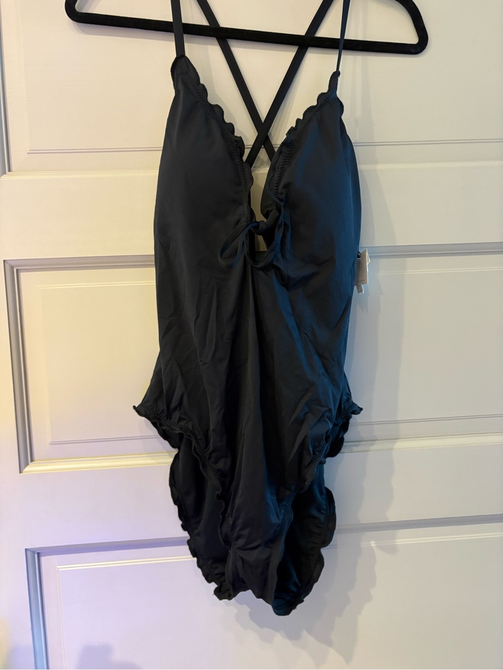 Black One-Piece Swimsuit with Tie Front